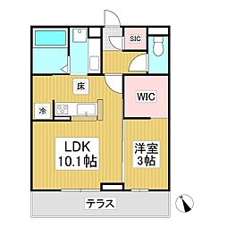 トリシア横町SOUTH 1LDKの間取図画像
