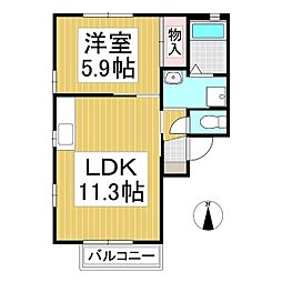 フォーレスフェリキスB 1LDKの間取図画像