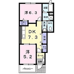 カーサプリート 2DKの間取図画像