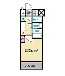 CRYSTALGLANZみなとシティ 1Kの間取図画像