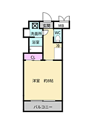 エグゼ大阪BAY 1Kの間取図画像