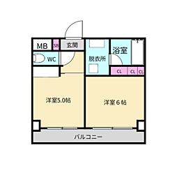 ラミューズコート 1DKの間取図画像