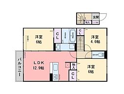 アーク伊都の杜B 3LDKの間取図画像