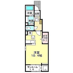 ガーデンヒル 1Kの間取図画像