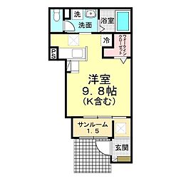 シャロームII ワンルームの間取図画像