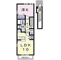 アルカンシエルA 1LDKの間取図画像