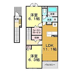 セレノカーサKEN 2LDKの間取図画像
