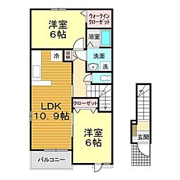 シャロームK 2LDKの間取図画像