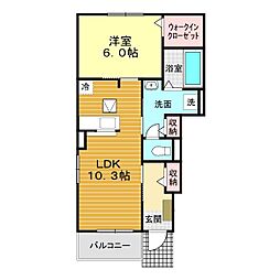 フォーエバー西山C 1LDKの間取図画像
