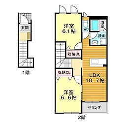 プロニティKS 2LDKの間取図画像