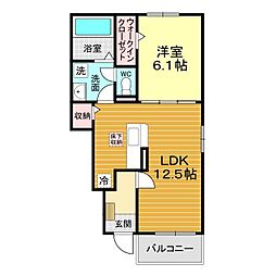 スカイヒルズI 1LDKの間取図画像