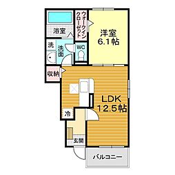 ペンサミエント安岡 1LDKの間取図画像