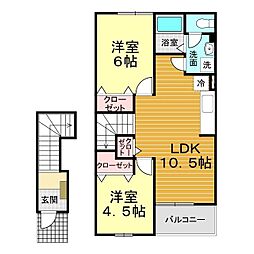 ソレアード・エムA 2LDKの間取図画像