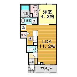 クナワイ スプリングスA 1LDKの間取図画像