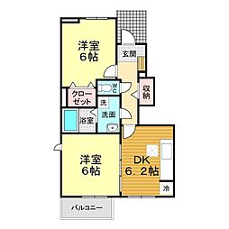 アルカンシエル1 2DKの間取図画像