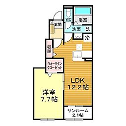 カームウェスト 1LDKの間取図画像