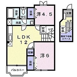 メゾントゥー・ル・モンド 2LDKの間取図画像