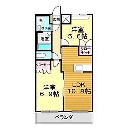 ペティルミナス 2LDKの間取図画像
