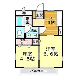 フォンテーヌ 2Kの間取図画像