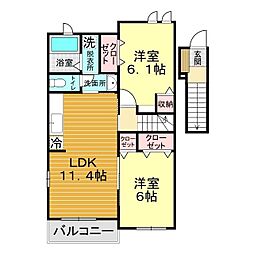 ソレイユレヴァーB 2LDKの間取図画像