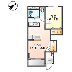 ムーンクリスタル 1LDKの間取図画像