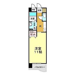 ヴィラグレイス2 1Kの間取図画像