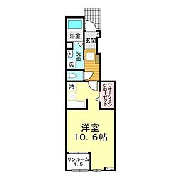 レジェンド・オーク ワンルームの間取図画像
