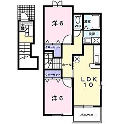パレスブルー・マウンテンA 2LDKの間取図画像