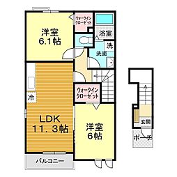 カルフールB 2LDKの間取図画像