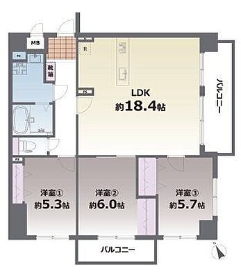 間取り ビブレマンション薬園 8階/-