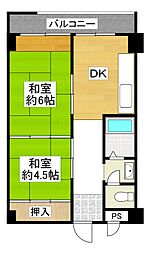 SKコーポ長瀬 2DKの間取図画像