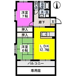 グレイシャス室見 2LDKの間取図画像