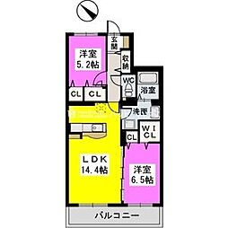 サクセス大野城 2LDKの間取図画像