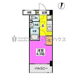 SOL周船寺 1Kの間取図画像