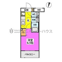 SOL周船寺 1Kの間取図画像
