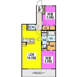 ハッピネス若葉台2 2LDKの間取図画像