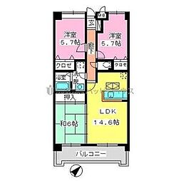フレアクレスト水城 3LDKの間取図画像