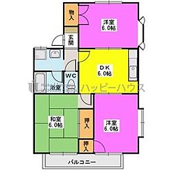 シャイニープラッツA 3DKの間取図画像