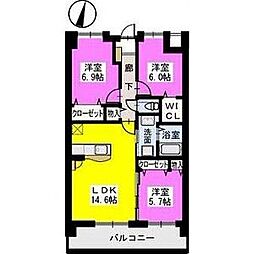 グランドアストレイア 3LDKの間取図画像