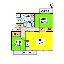 権藤ビル 2LDKの間取図画像
