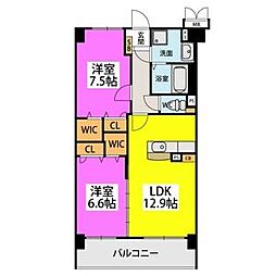 エフコート 2LDKの間取図画像