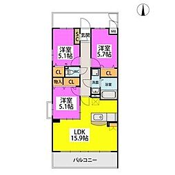 テラフォルトゥーナ 3LDKの間取図画像