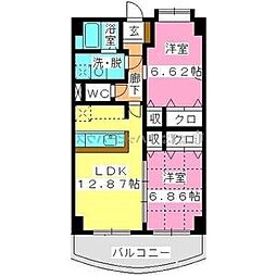 プレミール拾六町 2LDKの間取図画像