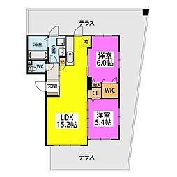 ヴァンヴェール丸町 2LDKの間取図画像