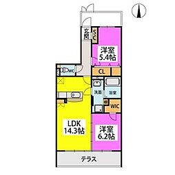テラフォルトゥーナ 2LDKの間取図画像