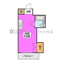 ルーセント白木原 ワンルームの間取図画像