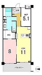 ダイヤモンドライフ森の里 1SLDKの間取図画像