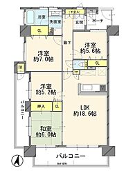 サーパス六供イーストサイド 4LDKの間取図画像