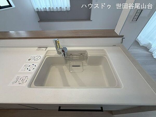 新規交換済みの対面式システムキッチン。食器洗浄乾燥機や浄水器を備えています