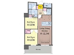 ブランズタワー大船 2LDKの間取図画像